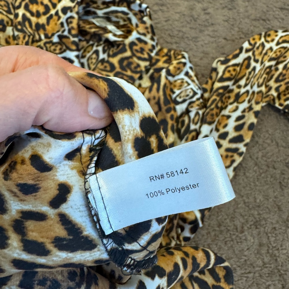 Boston Proper Animal Cheetah Print Satin Shirt Dress Belted Tie Front XS S - Picture 9 of 9